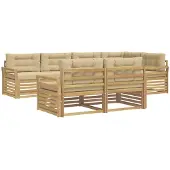 vidaXL Buiten bank set 7 st Wit en Beige Polyester