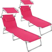 TecTake - Zonnestoel Chloe- 2 stuks - ligbed - pink - 403420
