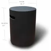 Elementi afdekking voor gasflessen, met een betonlook in zwart, geschikt voor gascontainers van 5 kg, rond