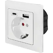 Logilink PA0262 Stopcontact (onderbouw) Met USB-laaduitgang, Aanraakbeveiliging Wit