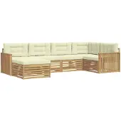 vidaXL Buiten bank set 6 st Wit en crèmekleurig Polyester