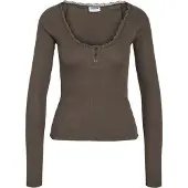 Noisy May shirt met lange mouwen in riblook met kant model 'MAYA'