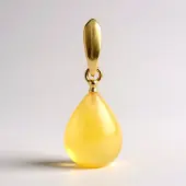 Cavill - Hanger Sterling Zilver 925 met 18K Goud Verguld - 3,85 ct Milky Baltic Amber Barnsteen - Peervormige Cabochon - Elegant Dames Sieraad