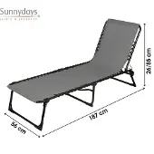 Urban Living "LE PLAYA" – SET VAN 2 LIGBEDDEN GRIJS ANTRACIET 187X56XH26/85CM