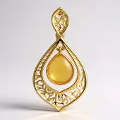 Cavill - 18K Goud Vergulde 925 Sterling Zilveren Hanger - Baltische Barnsteen Peervorm Cabochon 0,65 ct - Handgemaakt Filigraan - Elegant Design