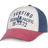 Ocean pacific Sportpet 'Capo Mannu' blauw denim / bloedrood / offwhite