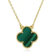 Cavill - Zilveren Ketting met 1,605 ct Malachiet Fancy Cut - 925 Sterling Zilver Verguld - Verstelbare Elegante Ketting Dames Met Groene Steen Congo