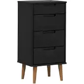 vidaXL Ladekast MOLDE Zwart 40 x 35 x 82 cm Massief grenenhout