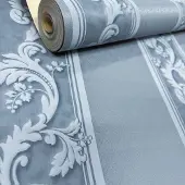 Rasch Engelse Bloemen Vinyl behang Blauw– Luxe Romantisch Behang 487145