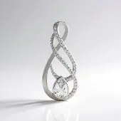 Cavill - Zilveren Hanger met Peervormige Danburiet 2,16 ct - 925 Sterling Zilver Geplatineerd - Zirkonia Accent - Elegant Fonkelend Sieraad