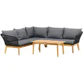 Svea - Helena loungeset hoekbank - acacia/zwart/grijs