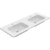 Wiesbaden Wastafel bajo dubbel met 2 kraangaten 120x46x1,8 cm keramiek glans wit