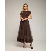 Tantra Tule midi-rok met kant aan de onderkant en strikdetails.