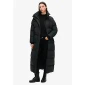 Superdry Dames Lange zwarte gewatteerde jas (L), Casual, Gerecycled polyester, Duurzaam W5011800A