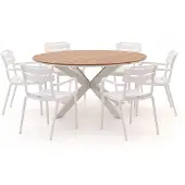 Forza furniture + 10% kassakorting | Forza Vico/Fidenza ø149cm dining tuinset 7-delig stapelbaar