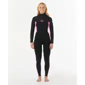 Rip Curl WMS Dawn Patrol Chest Zip 4/3mm - Black/Pink