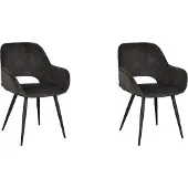Label51 Fer eetkamerstoel velours antraciet - set van 2 stoelen