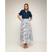 Tantra Lange uitlopende bloemenprint rok met elastische taille