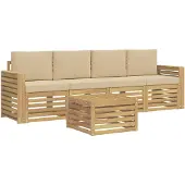 vidaXL Tuinset met 5 zitplaatsen, wit en beige, polyester