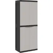 vidaXL Tuinkast 65x37x165 cm polypropeen grijs en zwart
