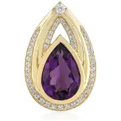 Cavill - Luxe 9K Geelgouden Hanger met AAA Peervormige Amethist 2,108 ct - Zirkonia Accenten 0,332 ct - Elegante Braziliaanse Edelsteen