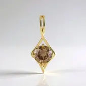 Cavill - Gouden Hanger - 9K Geelgoud - 0,9 ct I2 Champagne Diamant - Ronde Briljant - Elegante Handgemaakte Sieraden - Modern Design