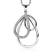 Zinzi zilveren hanger peer wit 40mm ZIH1369 (zonder collier)