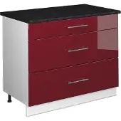 Vicco Keukenonderkast Fame-Line, Bordeauxrode hoogglans/Wit, 100 cm, WB Antraciet