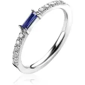 Zinzi zilveren luxe aanschuifring baguette geslepen donkerblauwe zirconia ZIR2133B