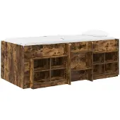vidaXL Loft Bed Frame met Kast 3 st Gerookt eiken Bewerkt hout