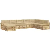 Syfax Buiten bankenset 8 pcs Wit en Beige Massief Acaciahout
