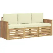 vidaXL Sofa-Sets 3 st Wit en crèmekleurig Polyester