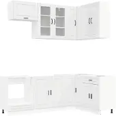 vidaXL Keukenelement PORTO, 8 stuks, hoogglanzend wit, houtvezel