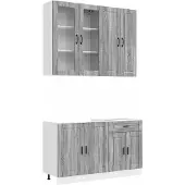 vidaXL Keukenelement PORTO, 4 stuks, grijs Sonoma, houtfineer