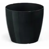 Lamela Zwarte plastic pot met deksel, 15,5 cm, Magnolia