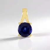 Cavill - Luxe Hanger 18K Goud Verguld - 925 Sterling Zilver - Blauwe Ronde Saffier 1.035 ct - Elegant Tijdloos Design - Madagaskar Edelsteen