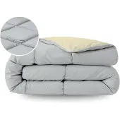 Zelesta Pure Duo Katoen Zomerdekbed - Lichtgrijs & Botergeel 140x200cm