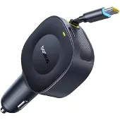 Baseus PrimeTrip VR2 Autolader 60W met Uitrekbare USB-C Kabel Zwart