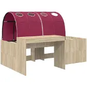 vidaXL Bed met Tunnel 3 st Artisian Eik en Rood Bewerkt hout