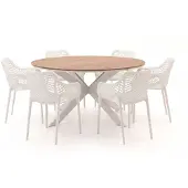 Forza furniture + 10% kassakorting | Forza Ripi/Fidenza ø149cm dining tuinset 7-delig stapelbaar