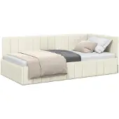 vidaXL Hoek Bed Frame met hoofdeinde Crème 100 cm x 200 cm Fluweel