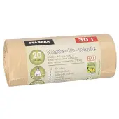 Starpak Afvalzakken Waste-to-Waste, 30 liter, bruin