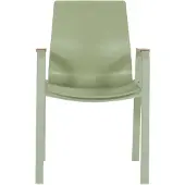 Hartman Tuinstoel Flow Stackable Armchair With Teak Look Armrests Soft Green Frame Soft Green Seat