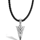 SERASAR Lederen Halsband Man [Arrow] - Zilver 60cm - Premium Sieraden