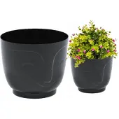Lamela ATENA Pot Zwart Glans Ø14cm H12,2cm - Stijlvolle Kunststof Bloempot