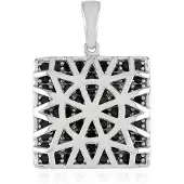 Cavill - Zilveren Hanger Met Zwarte Spinel - 925 Sterling Zilver Geplatineerd - 0,95 ct Ronde Spinel - Geometrisch Design - Luxe Sieraden