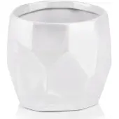 Polnix Serie - Keramische Bloempot - Geometrisch - Wit - 12cm