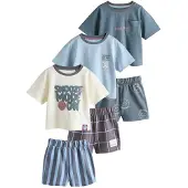 Next - Jongens - Set van 3 korte pyjama's - Grijs