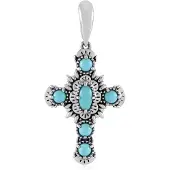 Cavill - 925 Sterling Zilver Hanger - Sleeping Beauty Turkoois 1,61 ct - Ovaal & Rond Cabochon - Boho Filigraan Design - Handgemaakt Zilveren Sieraad