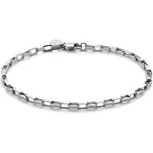 Lucleon New Classics | 3 mm zilverkleurige roestvrijstalen rechthoekige kabelschakelarmband